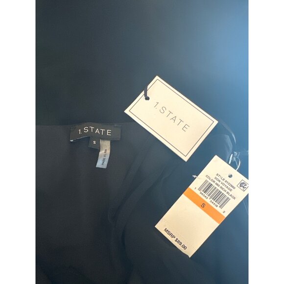 1. STATE Faux Wrap Ruffle Romper in Rich Black Small New Womens Mini - Picture 7 of 9